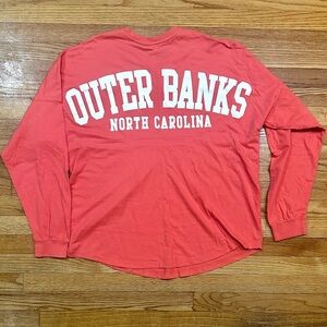 Puff Print Outer Banks North Carolina Coral Long Sleeve Shirt